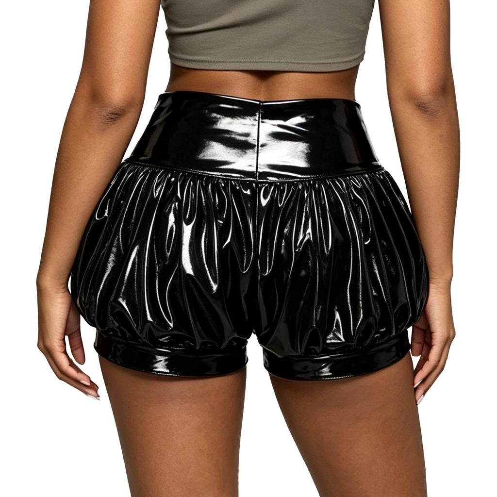 Womens Patent Leather Bubble Shorts