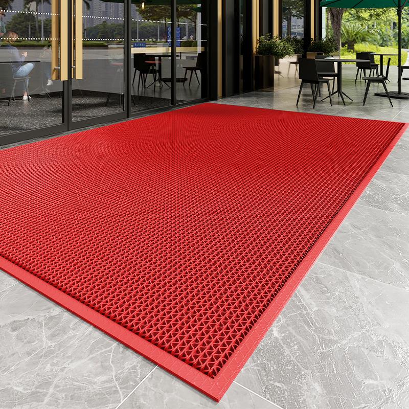 PVC Door Mat Heavy Duty Entrance Rug Non Slip Waterproof Indoor Outdoor Floor Mat Dirt Trapper Easy Clean Commercial Home Large