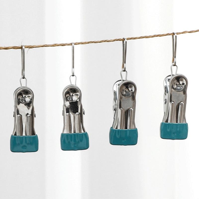 Pack Of 10 Beach Towel Clips Stainless Steel Clothes Fasteners Holders Sandproof Camping Clothespins for Outdoor Use