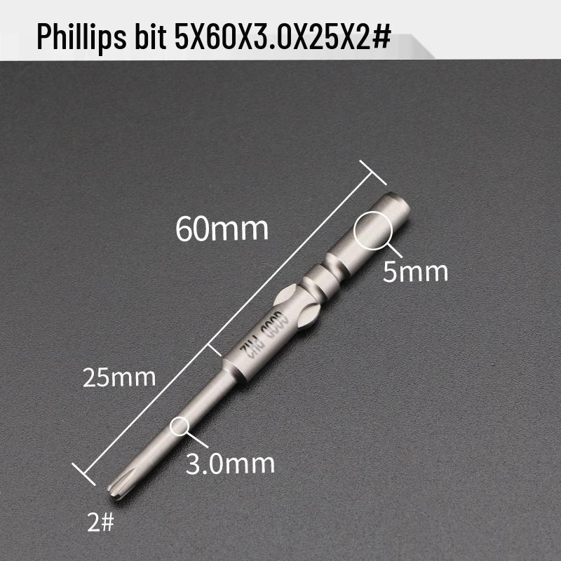 GOOD801 Electric Phillips Head Screwdriver Bit, 5mm Shank, 3mm Magnetic, 60mm Length