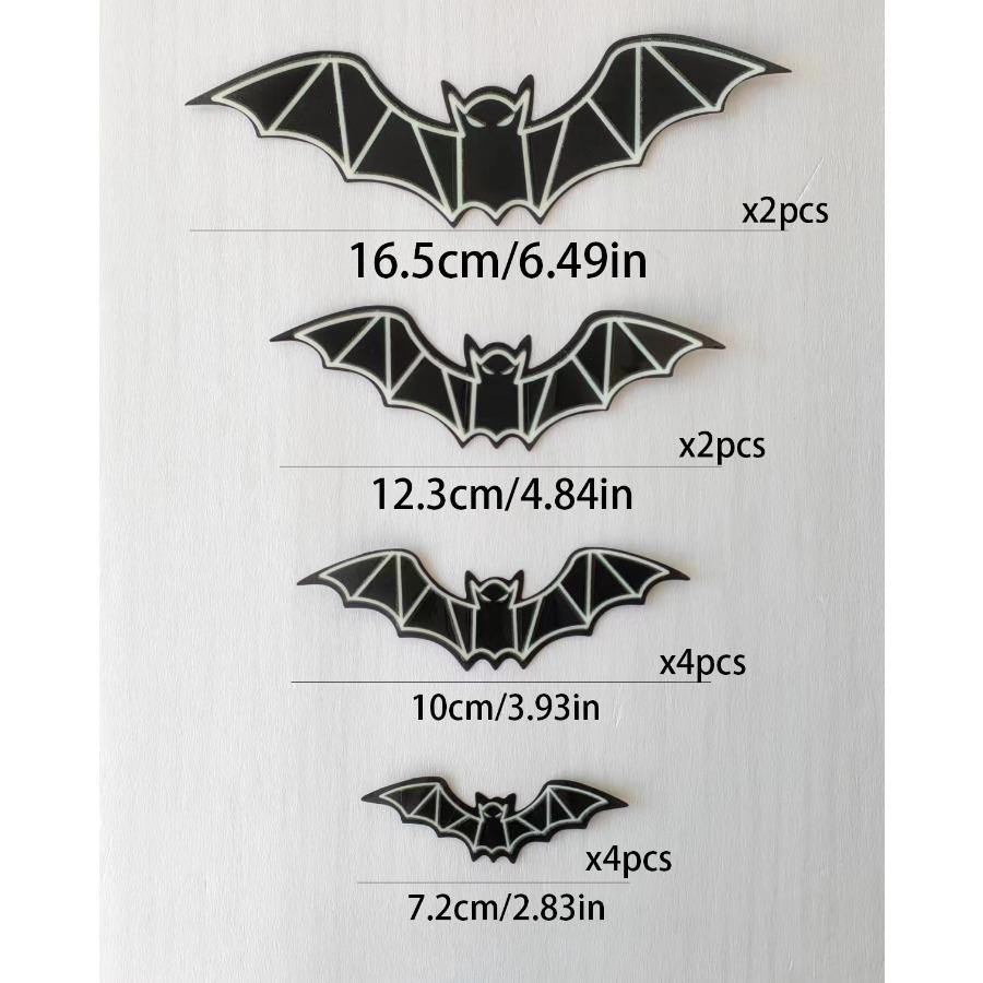 12PCS Halloween 3d Three-dimensional Glow-in-the-dark Bat Wall Stickers Holiday Party Scene Arrangement Decoration Stickers