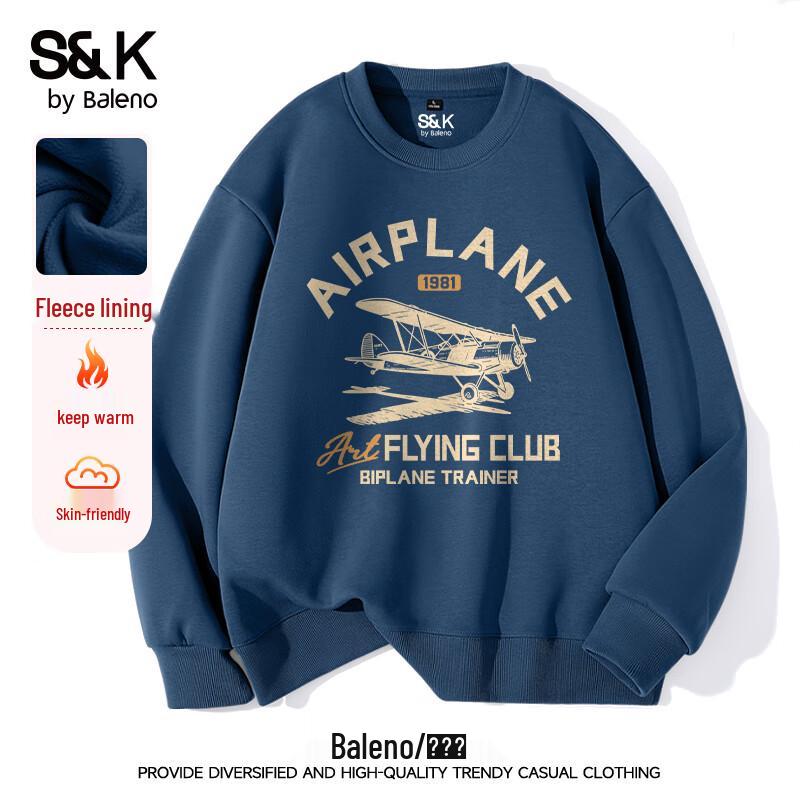 

Baleno Men s S&K Series American Casual Round Neck Sweatshirt L