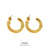 Minimalist Geometric C-Shaped Earrings - Trendy Stainless Steel Accessories for Women