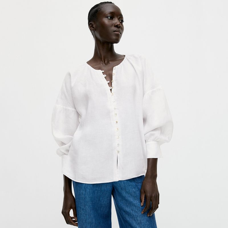 

MD Women s Summer New White Casual Linen Pure Color Long Sleeves Fashion Shirt for Women 05155512250 White S