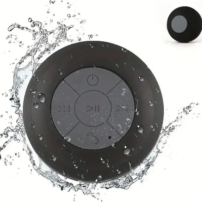Tragbarer Bluetooth-Funklautsprecher, wasserdicht, mit Saugnapf, kleines Stereo für Auto, Badezimmer, mobiles Musikhören