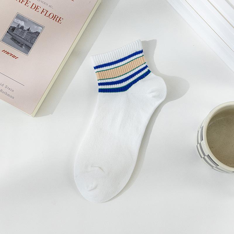 

Легкие носки на весну и лето, женские полосатые короткие носки, простые повседневные носки, тренд колледжа, носки-лодочки 1 pair