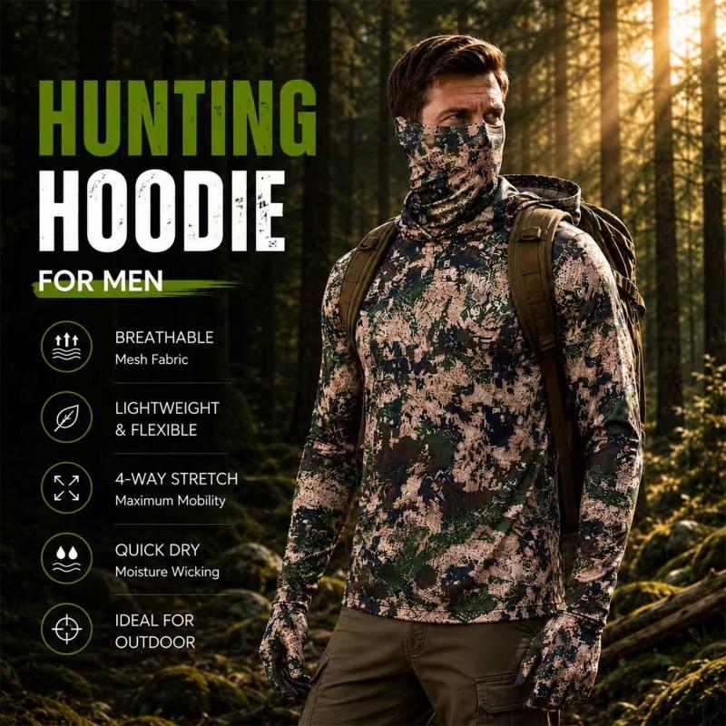 Mens Quick-Dry Breathable Mesh Hunting Fishing Sun Protection Shirt Outdoor Activities Fall Winter