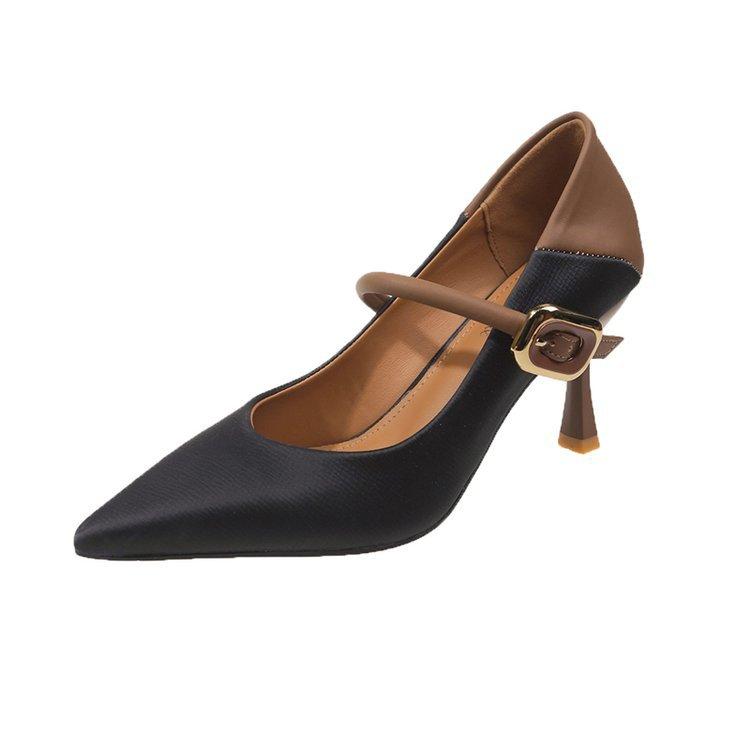 

Новые европейские, американские, остроносые, с неглубоким ртом, тонкие каблуки, одинарные туфли, версия, низкий каблук, французские женские туфли Мэри Джейн 39 чёрный