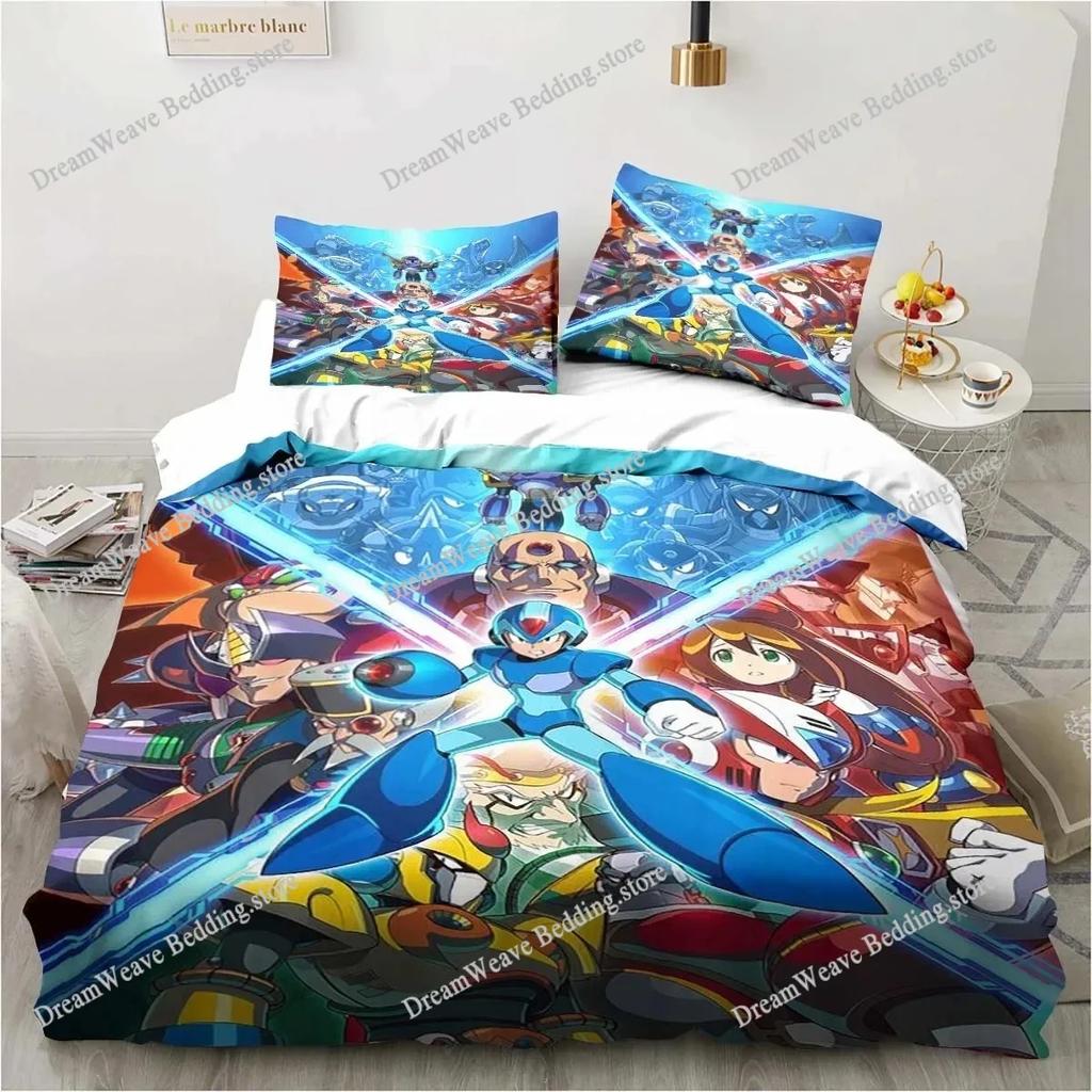 Mega Man X DiVE Bedding Set Single Twin Full Queen King Size Bed Set Adult Boys Bedroom Duvet Cover Sets 3D Anime Bed Set