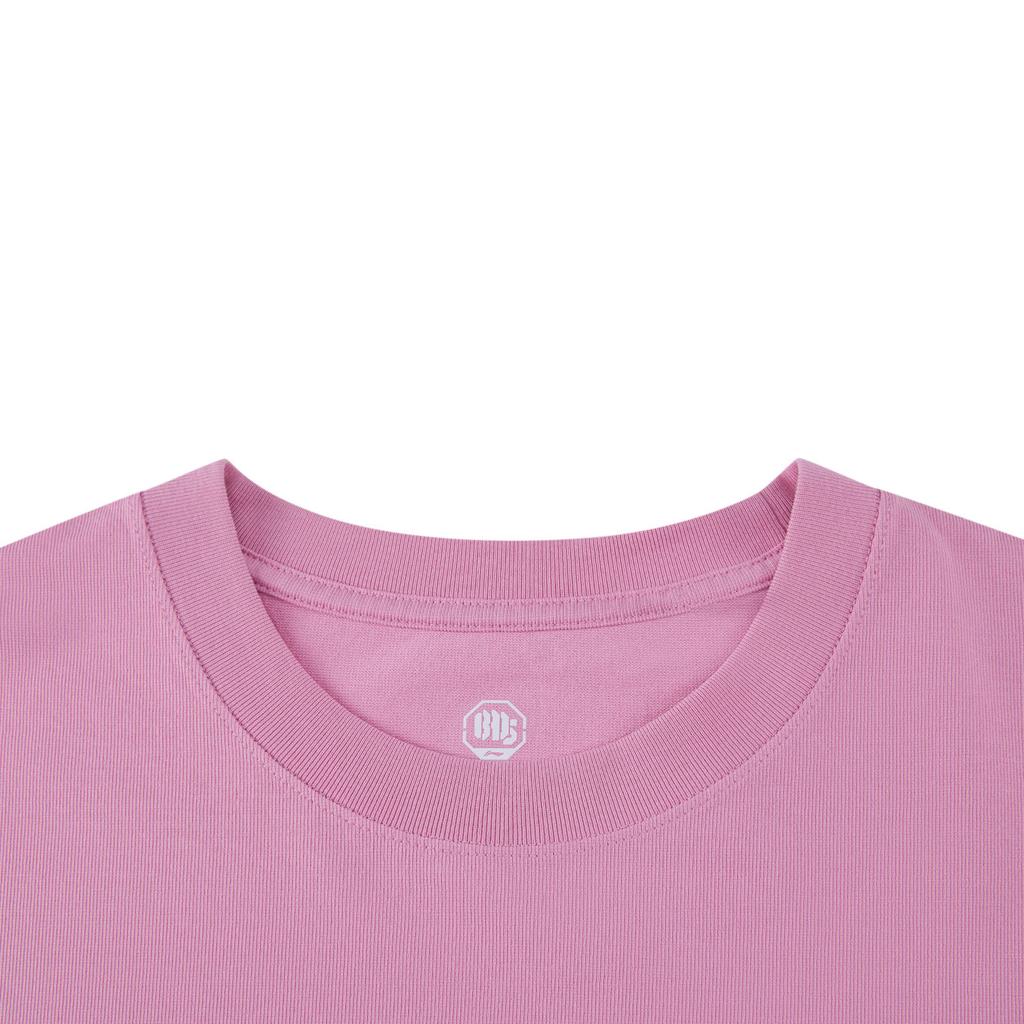 Li Ning Basketball Collection T Shirts Men's Dream Pink Crew Neck Moderate AHSW175-2