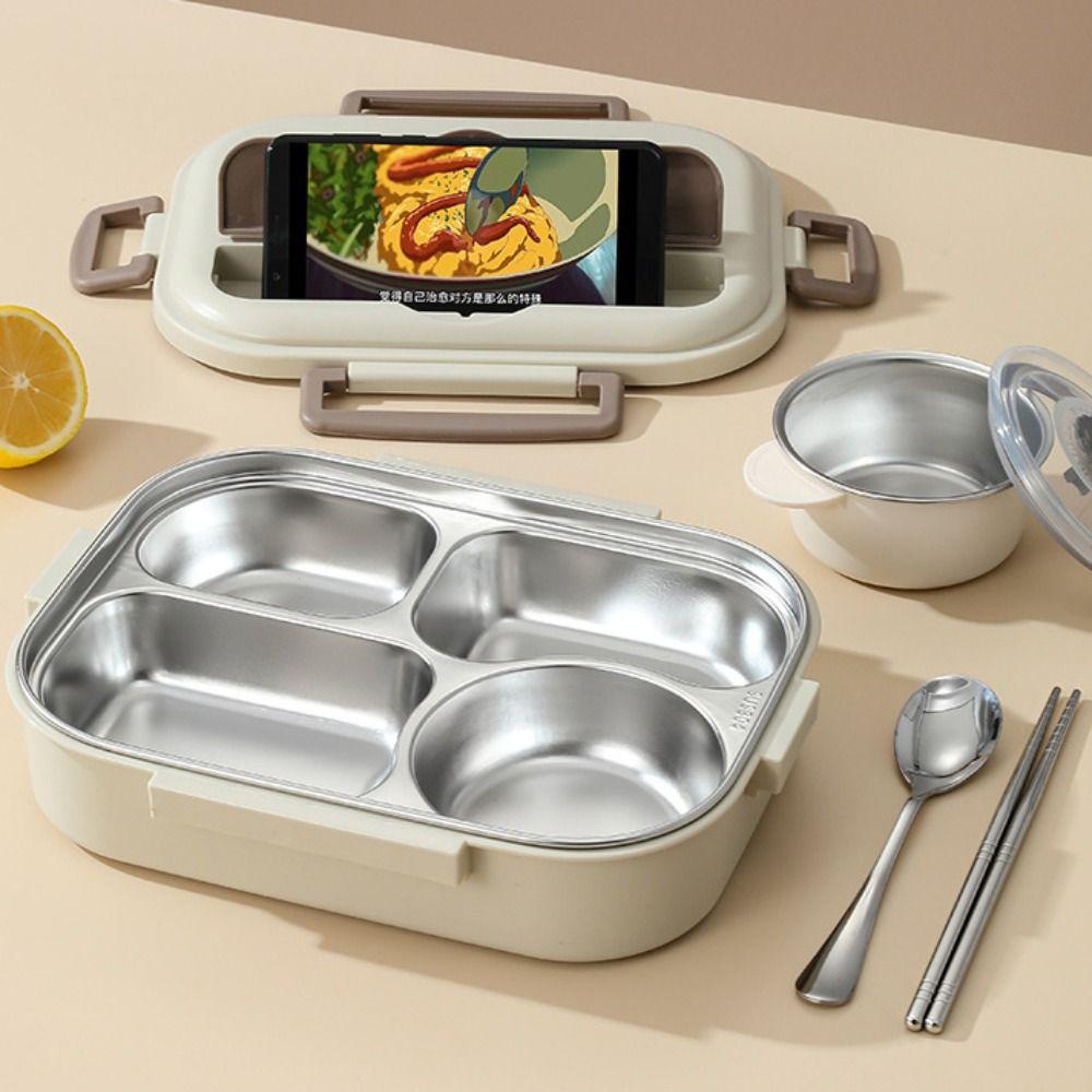 Stainless Steel Insulated Lunch Box Leak-Proof Large Capacity Food Storage Box Sealed Compartment Food Container Office Worker