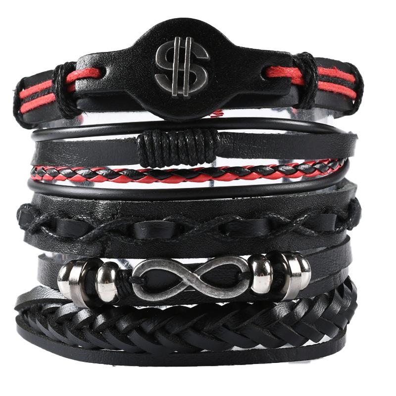 Viking Bracelet For Men Adjustable Leather Woven Skull Hand Jewelry Fashion Bracelet Viking Man Bracelet