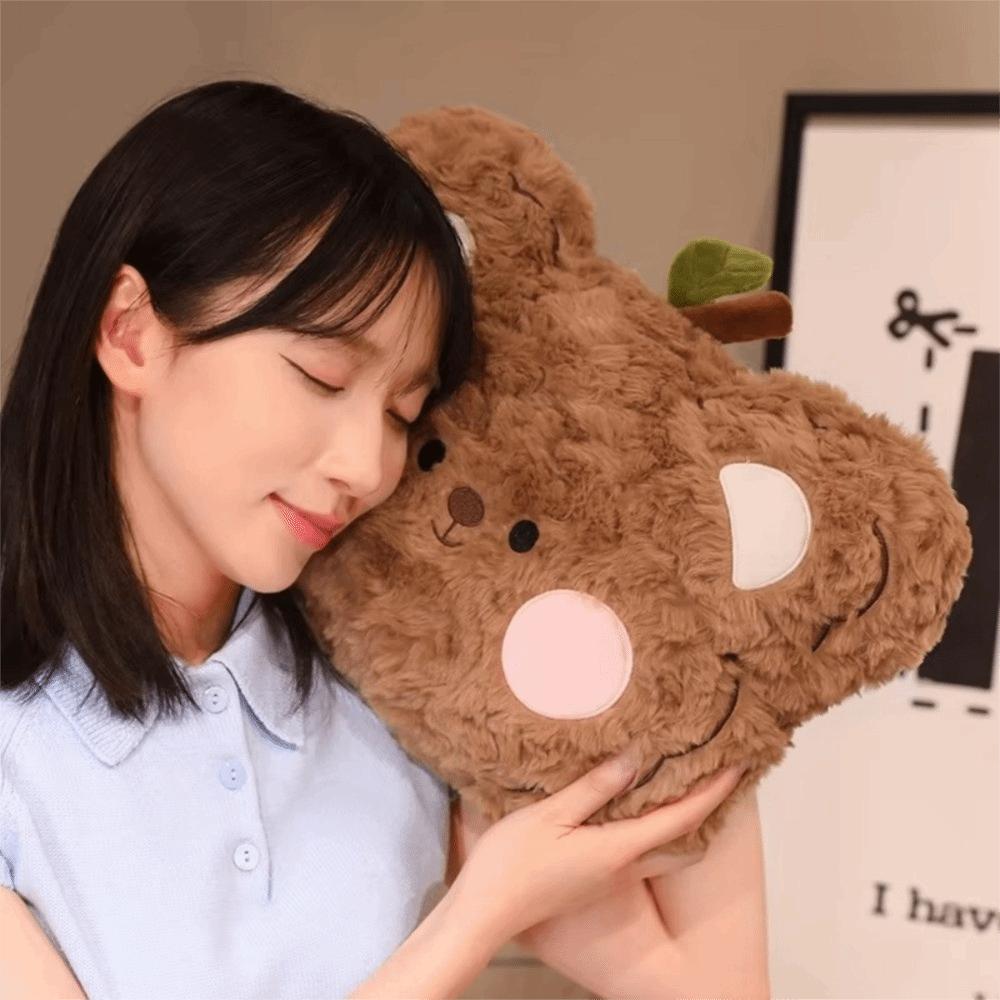 Soft Curly Fluff Stuffed Pillow Blush Cheek Bear Face Plush Pillow Sofa Cushion  Girls