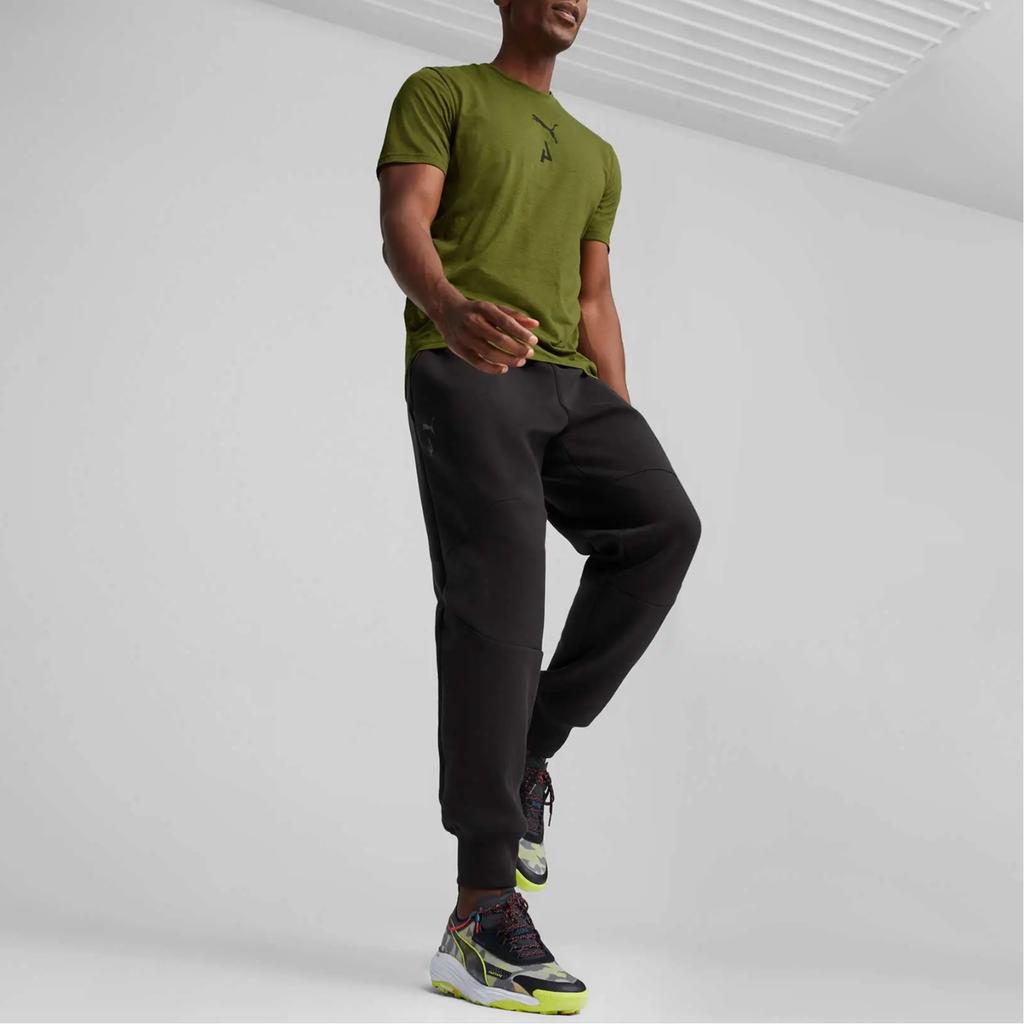 Puma Seasons Graphic Logo Round Neck Knit Short Sleeve T-Shirt Men Tops Green 525111-33