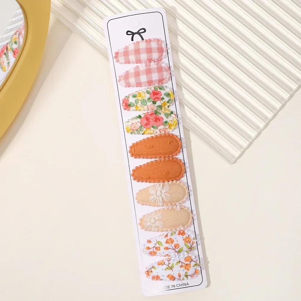 10/20 Pezzi Cotone Stampa Fermaglio per Capelli Forcina per Ragazza Tessuto Plaid Mini Mollette BB Copricapo Accessori per Capelli da Bambina Regalo di Capodanno