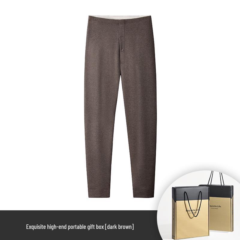 Men's Extra Thick Fleece-Lined Mulberry Silk Wool Long Johns for Autumn and Winter - Warm, Seamless Base Layer Pants