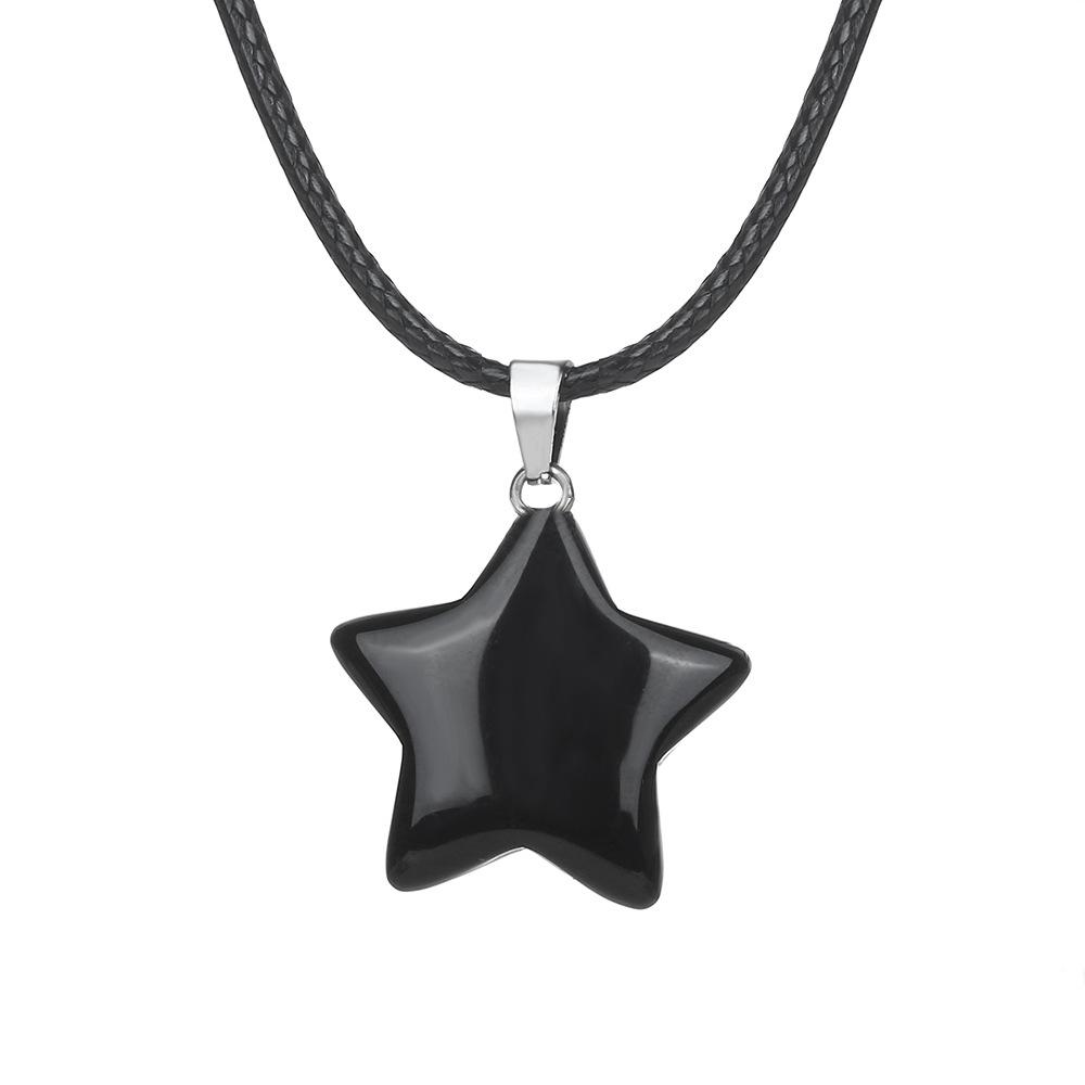 Natural stone star pendant, Xiuyu, blue patterned stone, pentagram necklace, jewelry