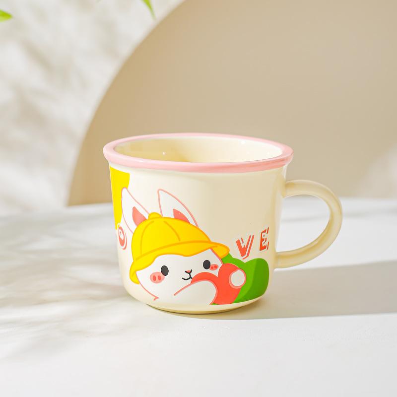 Design Sense Niche Office Water Cup Cute Pet Cartoon Illustration Animal Mug Household Couple Milk Breakfast Cup
