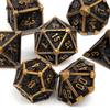 7 Pcs Black Yellow Skull Metal Dice Solid Metal Polyhedral Dice Set Suitable for Role-Playing RPG Board Game Card Game