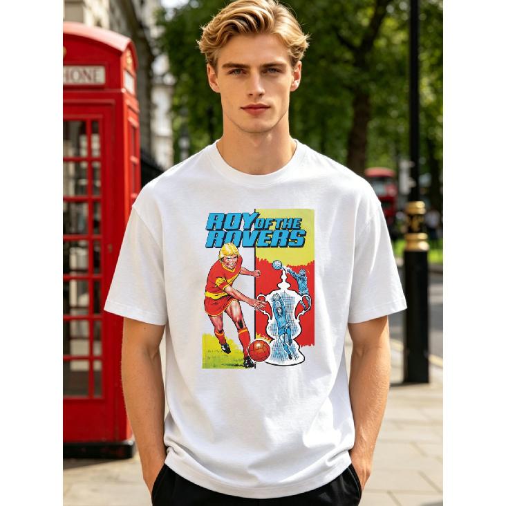 Roy of the Rovers T-Shirt Classic Football Comic Art Retro British Tee Vibrant Neon S белый