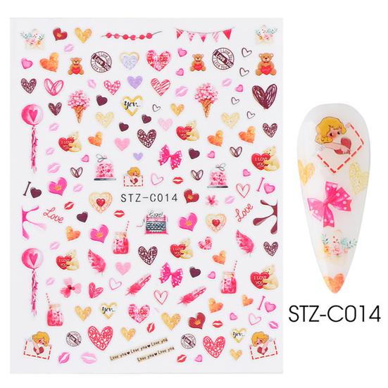 Nail Art Sticker Lovely Cute PET Valentine Heart Shaped Nail Art Tips Decoration for Couple