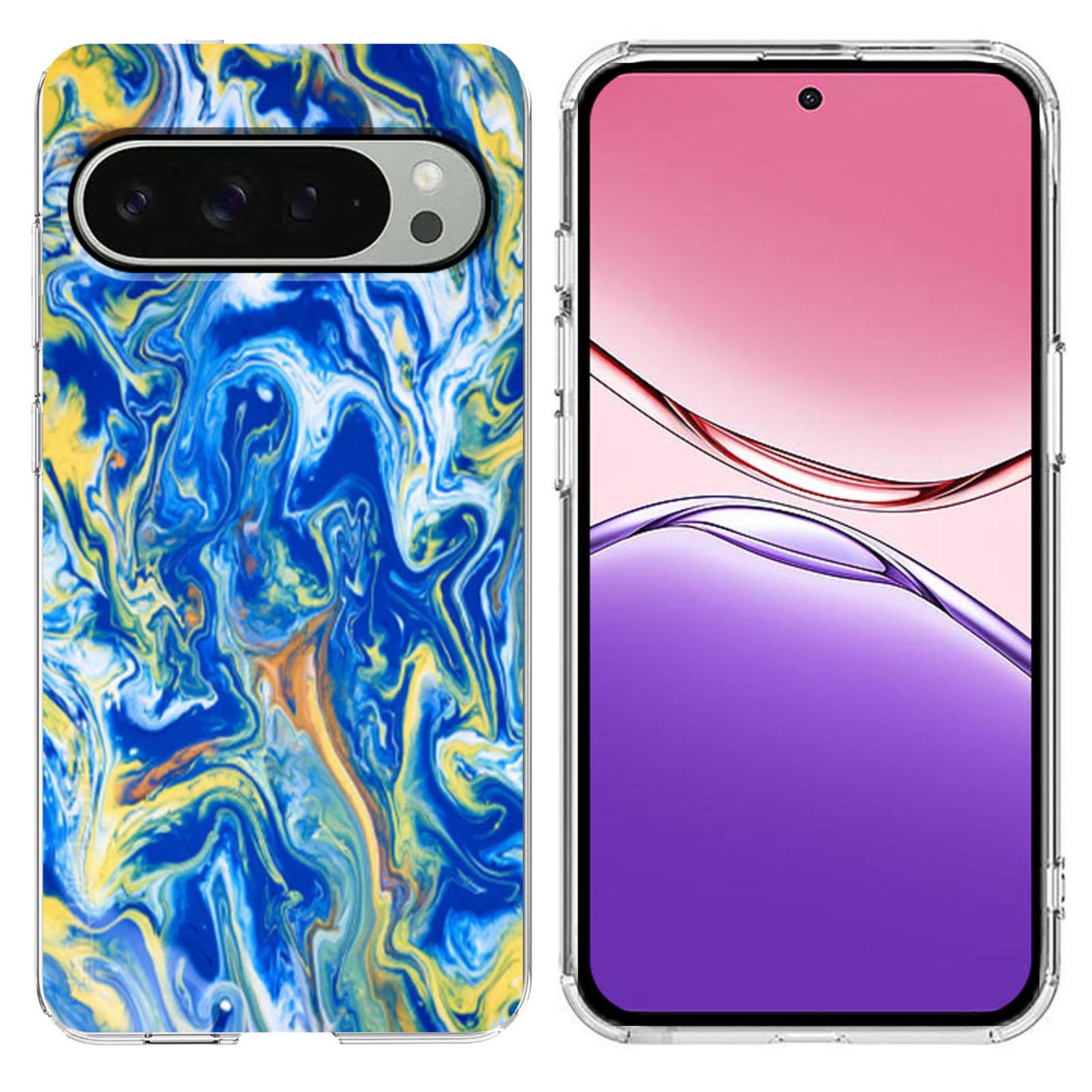 

For Google Pixel 9 Pro XL/10 Pro XL Case Marble Pattern Printing Soft TPU Phone Cover Sky Blue