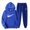 Suéter de fleece cruzado para homens e mulheres, dois conjuntos esportivos casuais, moletom com capuz de marca da moda, calças de moletom estampadas