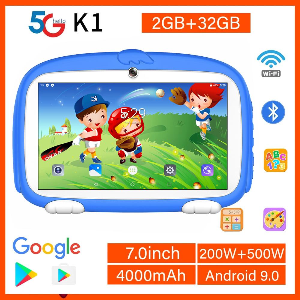 Tablet BDF 5G WiFi K1 Tablet da 7 pollici per bambini Tablet Android 9.0 Tablet da 32 GB Design piacevole Apprendimento intrattenimento regalo per bambini