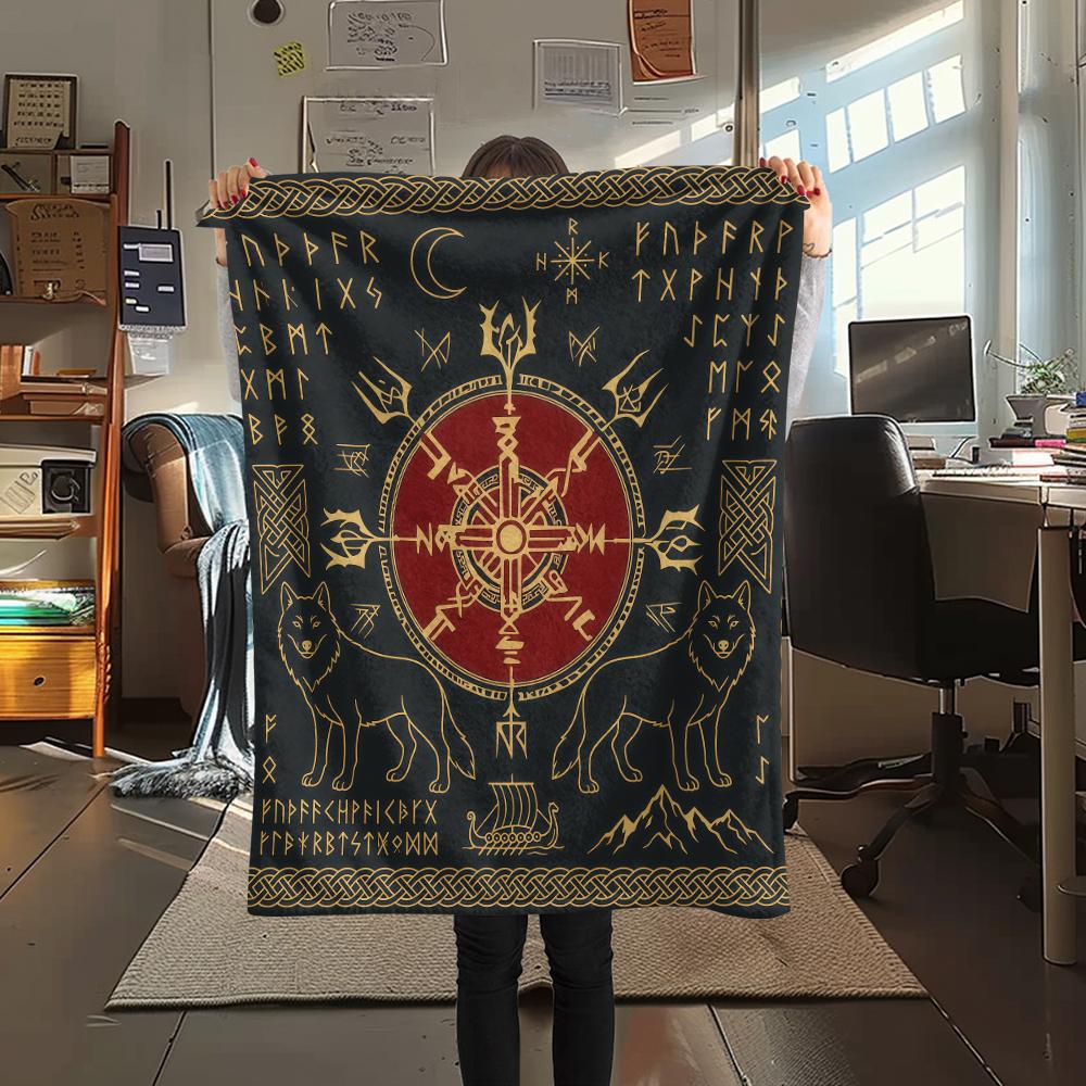 Viking animal snake Print Flannel Blanket High quality Comfortable for All Seasons Home Decor Warmth and Comfort Perfect for Christmas Gifts
