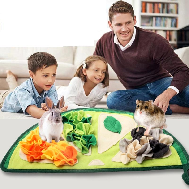 Lime Haustier Kaninchen Hamster Futtersuchspielmatte Verstecktes Futter Schnüffelmatte Weich Nicht-Wund Nasenentlastung Geruchstrainingsmatte