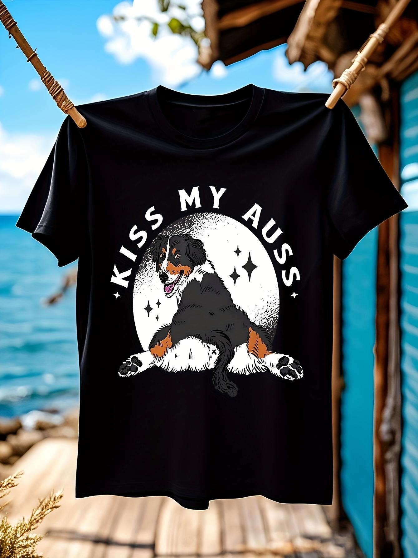 Australian Shepherd Tshirt Kiss My Aussie Graphic Tshirt ... L