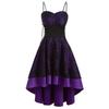 Damen Vintage Hochwertiges Trägerkleid Bandage Schnürung High Low Kleid Partykleid fashionpoint