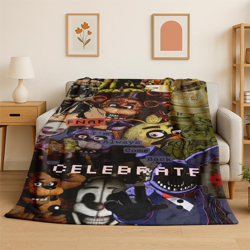 Classic F-FNAF Horror Game Freddy Flannel Blanket Soft Warm Throw Blanket for Bedroom Living Room Bed Travel Camping Picnic