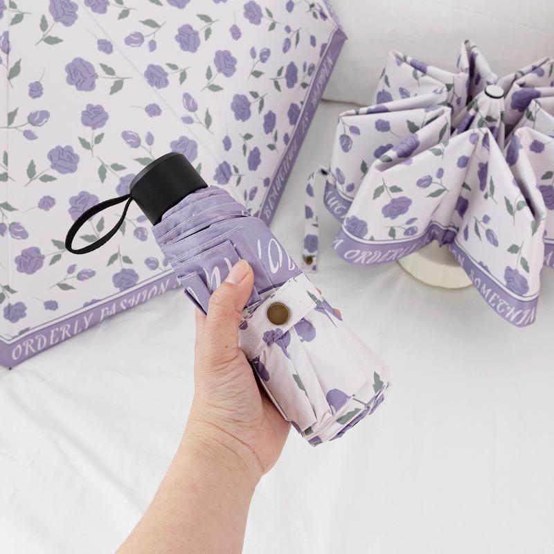 

Свежий цветочный складной автоматический зонт двойного назначения от солнца и дождя для женщин - Высококачественный зонт от солнца с защитой от УФ-лучей