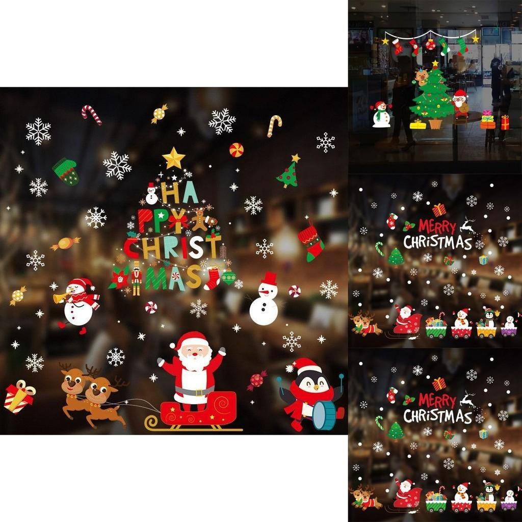 Colorful Pvc Christmas Wall Stickers With Santa Claus For Cheerful Holiday Decor