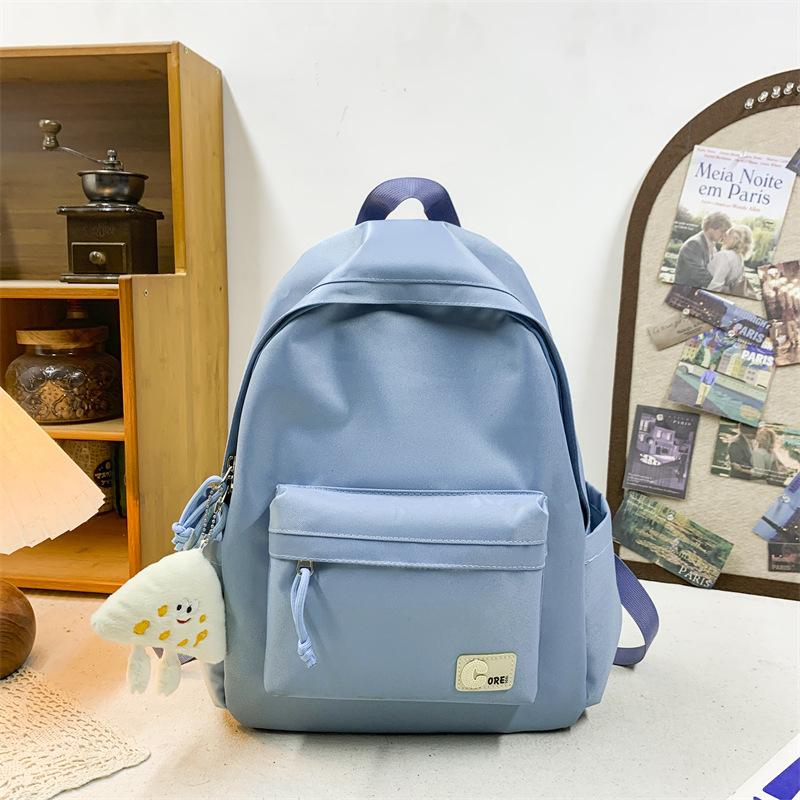 Schoolbag new ins wind Japanese soft sister schoolbag female Korean version solid color middle school student backpack light travel backpack