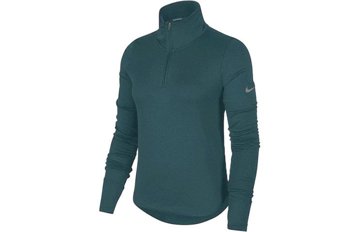 Nike T Shirts Women s Green Stand Collar Moderate Straight Fit BV3013-347 M