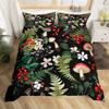 Conjunto de cama de cogumelo fofo tamanho king queen capa de edredom botânico capa de edredom fungo selvagem plantas coloridas folhas capa de edredom
