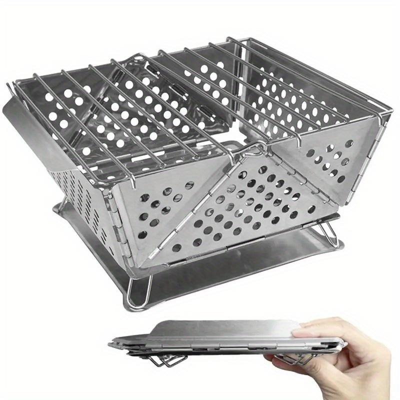 Portable Wood Stove Stainless Steel Mini Folding Barbecue Grill Portable Wood Stoves Burner Charcoal BBQ Grill Camping Accessory