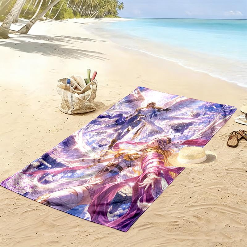 Angewomon Print Beach Towel, Large Soft Quick Dry Towel for Beach Camping Swimming