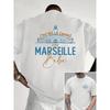 Taglie europee Marsiglia, Francia Marsiglia Stampa fronte e retro doppia faccia Nuova T-shirt da uomo girocollo Casual Sportiva alla moda Top