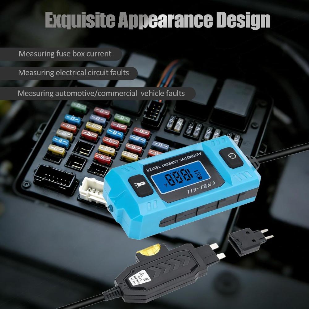Car Fuse Tester, 0.01A to 19.99A Measurement Range, Automotive Current Tester with Backlit Display High Precision
