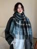 Damen Winter Vintage Gestrickter Schal Kopftuch Damen Herren Lässig Preppy Kariert Quaste Warmer Schal Mujer Mann Schal Wickeltuch Neue
