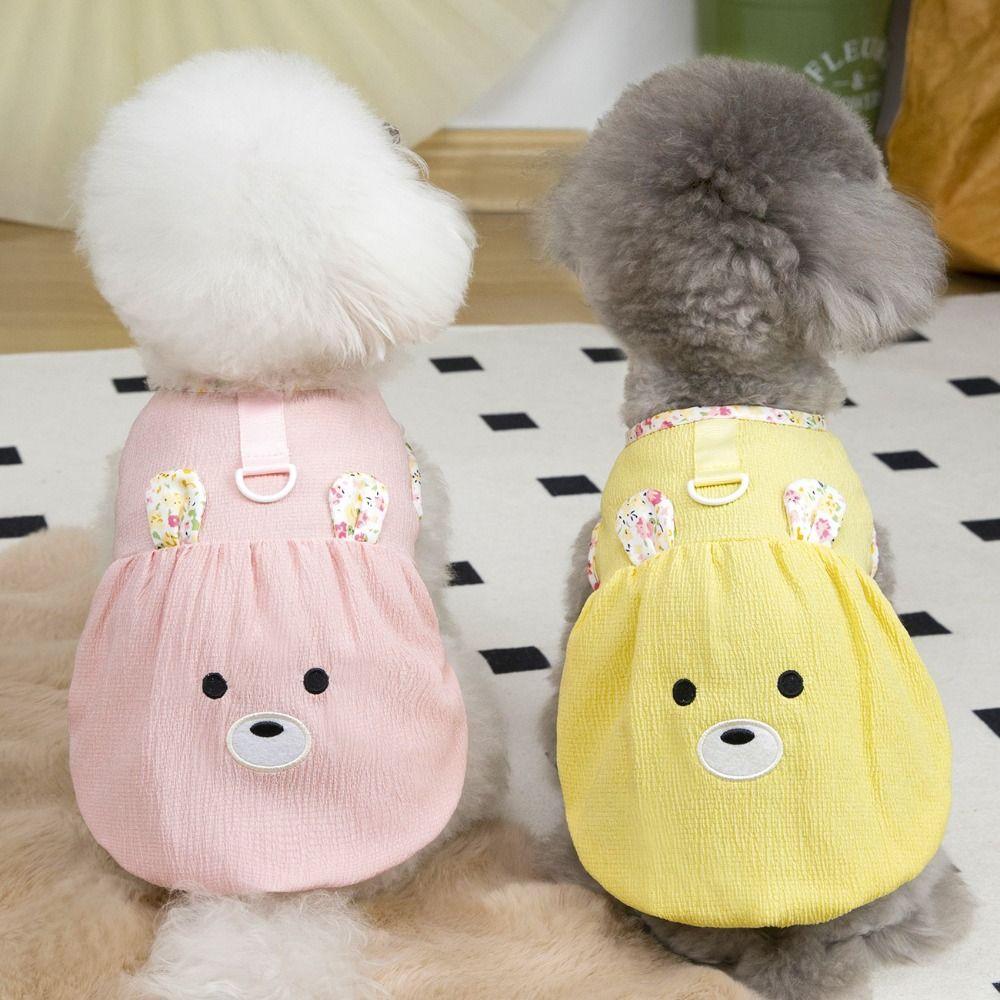 Cute Pet Camisole Skirt Cotton Dog Clothes Pet Supplies Dog Traction T-shirt  Summer