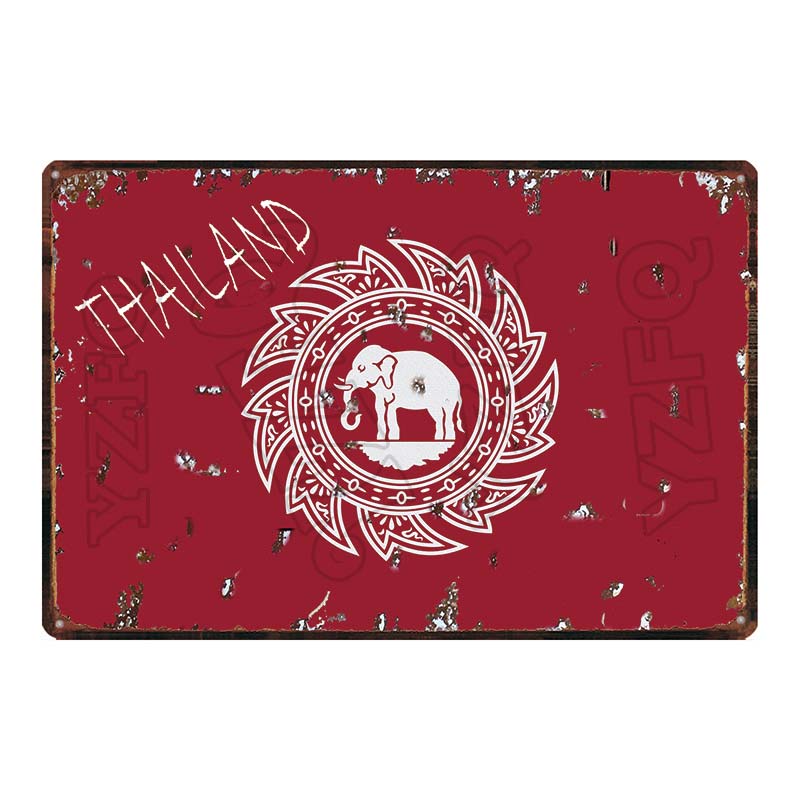 Thailand Tarvel City Tin Sign Bangkok Plaque Metal Vintage Elephant  Retro Plate For Wall Poster Bar  Art Home Decor  DU-5851A