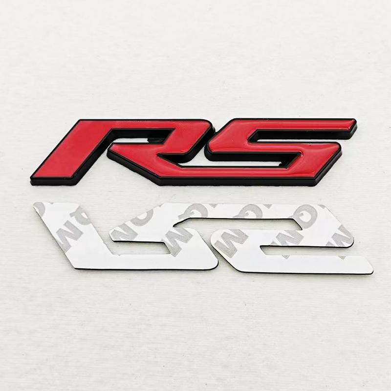 3D Metal RS Logo Sticker Front Grill Emblem Rear Trunk Badge For Chevrolet Onix Blazer lumina Camaro Cruze Monza Car Accessories