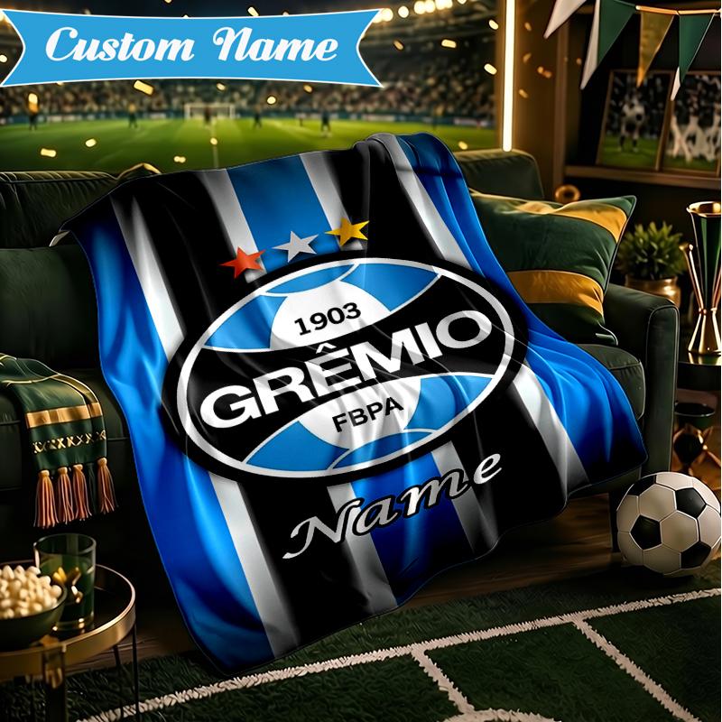Custom Name Gremio FC Emblem Blanket Lightweight Ideal Bedding Blanket Perfect for Travel, Camping, Living Rooms, Sofas, Christmas gift