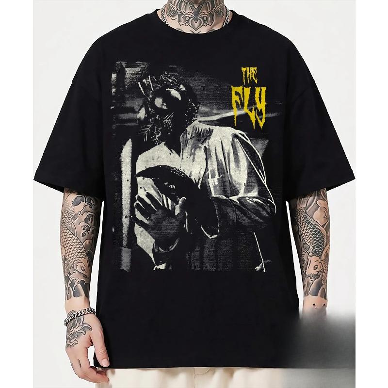

Fly Man horror Cult Movie T-shirt Men s T-shirt Summer New Retro Casual Suitable for Both Men and Women S разноцветный