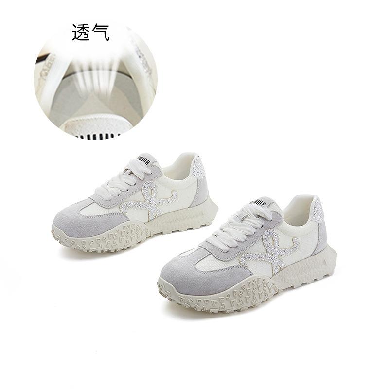 Leather women's autumn new platform sneakers casual versatile women's heightening dad shoes
