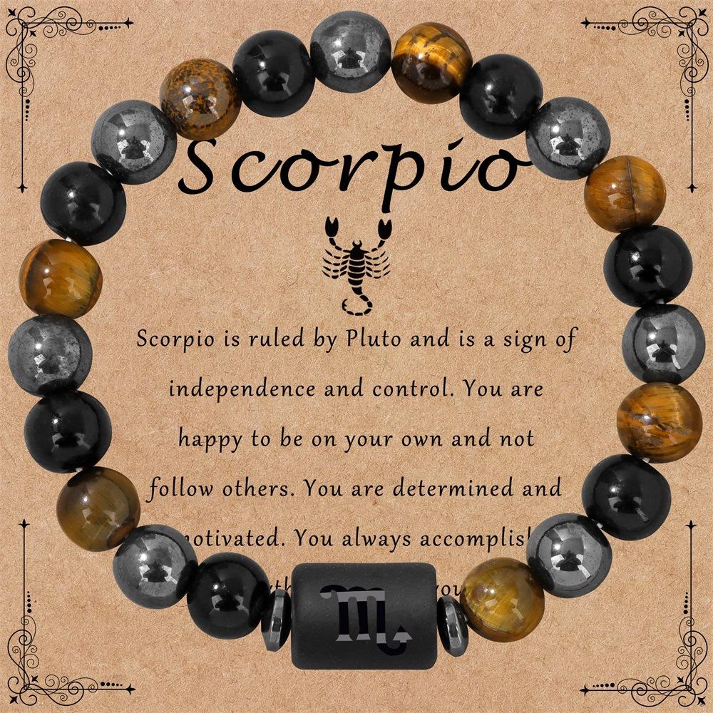Bransoletka ze znakiem zodiaku 12 konstelacji Potrójna ochrona Bransoletki z koralików tygrysie oko hematyt dla par Biżuteria przyjaźni Prezenty